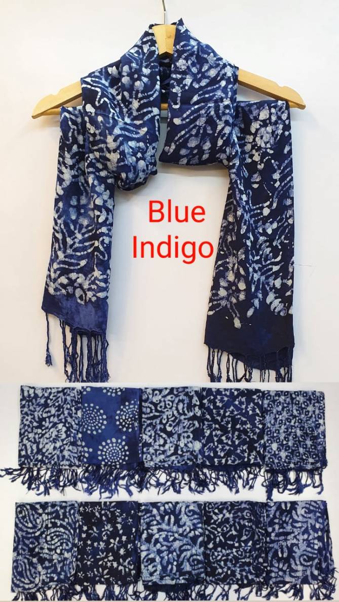 Ff Blue Indigo Printed Rayon Wholesale Scarf Collection